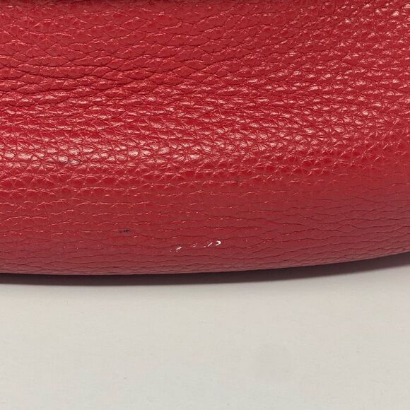 Michael Kors Cherry Red Gold Chain Handles Leather Purse - Picture 14 of 14